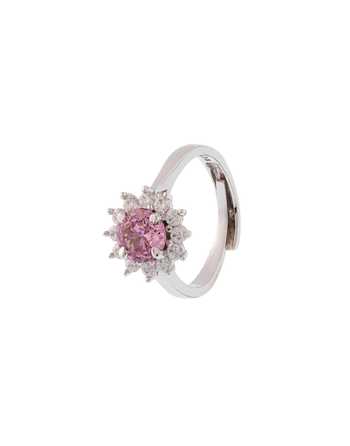 Pink Round Stone Cocktail Ring for Women