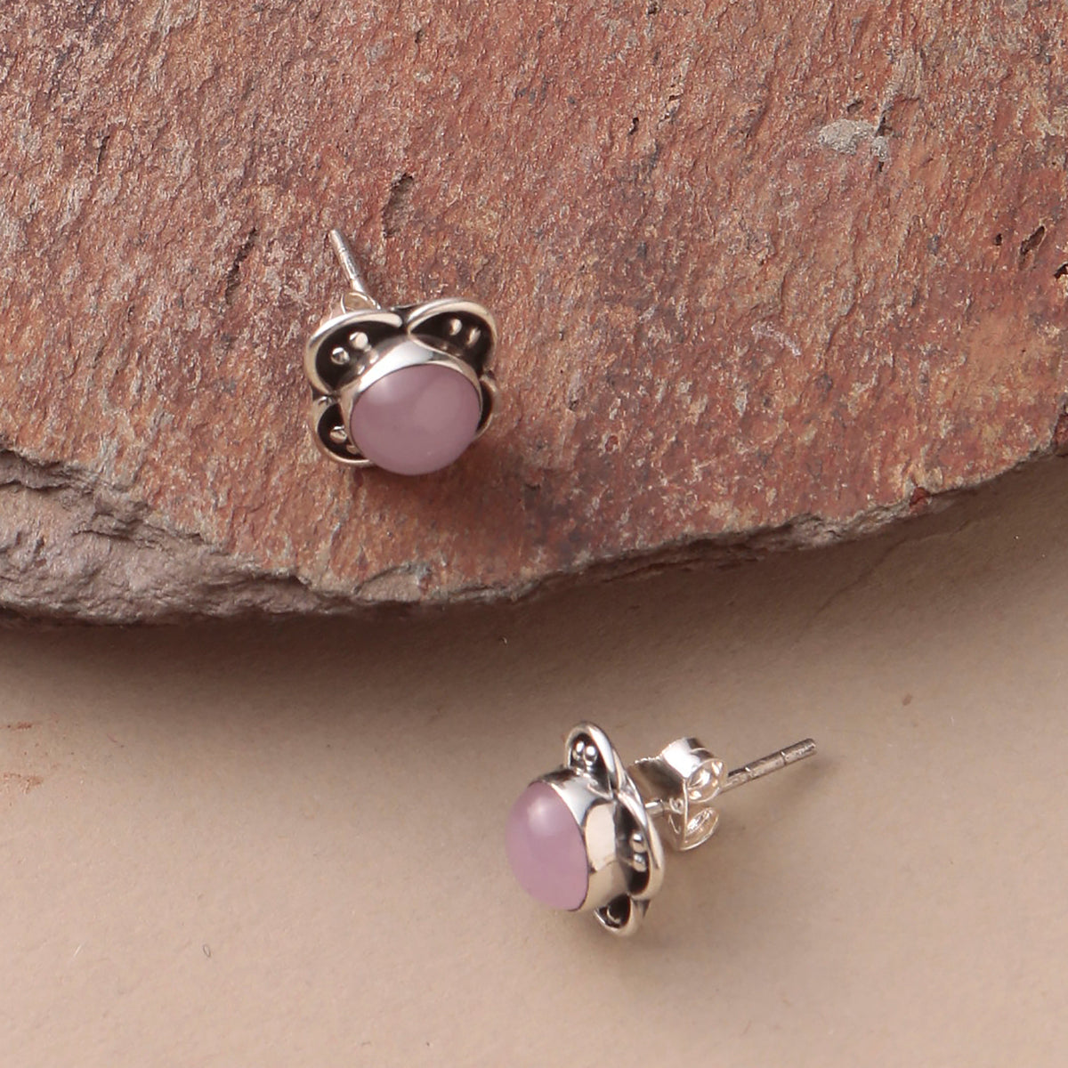 Pink Chalcedony Eartops