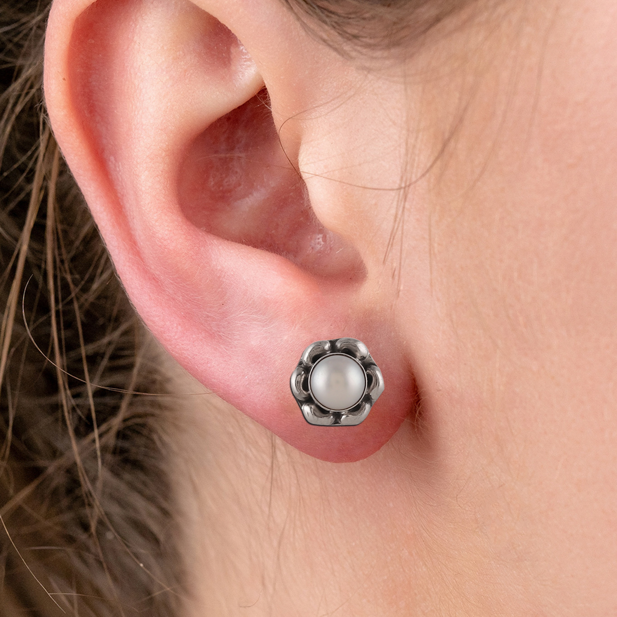 925 Sterling Silver Pearl Eartops for Women | Classic White Pearl Stud Earrings | Elegant Daily Wear Jewelry