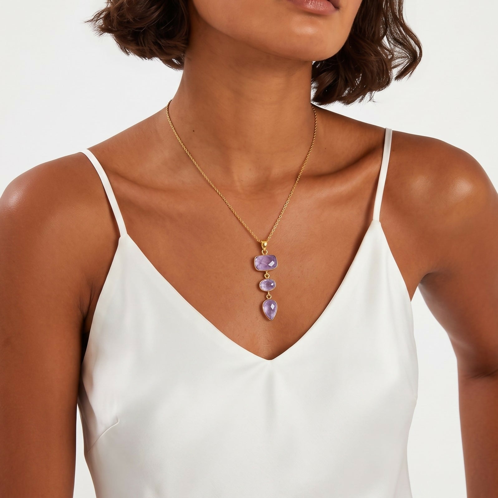 Celestial Cascade Natural Tanzanite Necklace in Gold Plated 925 Sterling Silver