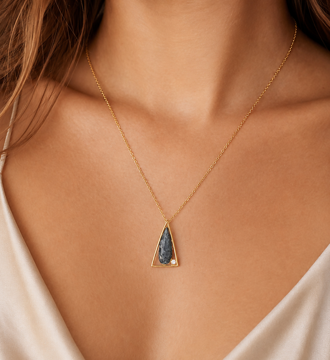 Terra Kite Moss Kyanite Gold Plated 925 Sterling Silver Necklace