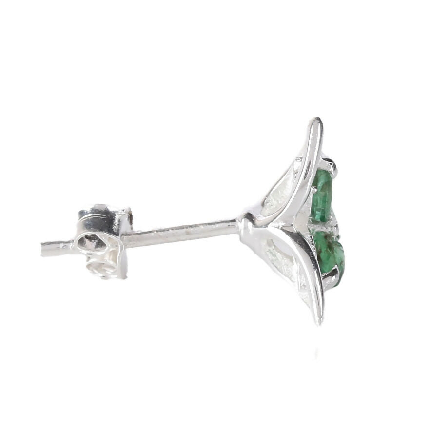 925 Sterling Silver Emerald Earrings for Women | Natural Green Gemstone Drop Earrings | Elegant Party Wear Silver Jewelry