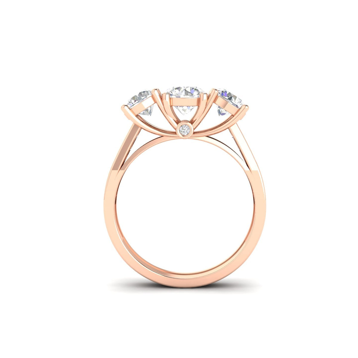 2Ct Round Cut Moissanite Three Stone Engagement Ring 14K Yellow Gold Plated