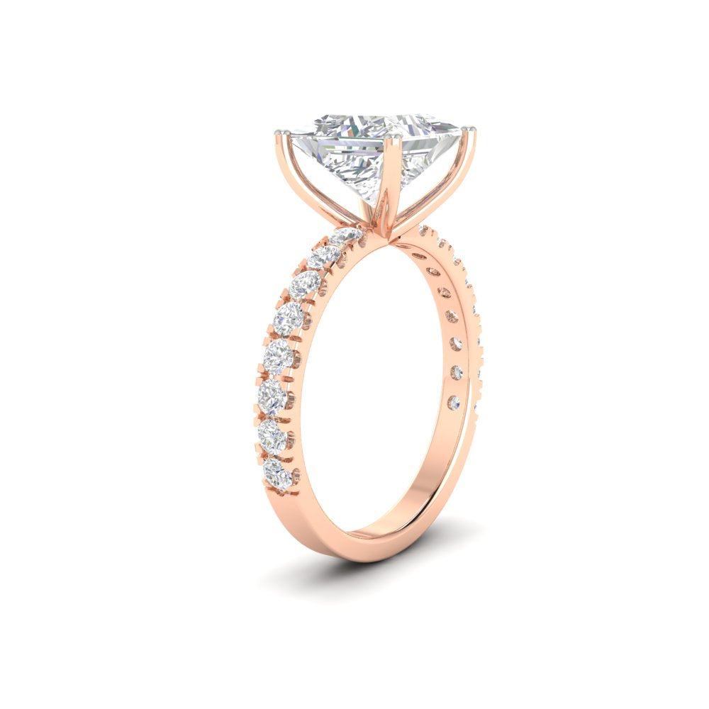 2.63Ct Princess Cut Moissanite Women Engagement Ring 14K Yellow Gold Plated