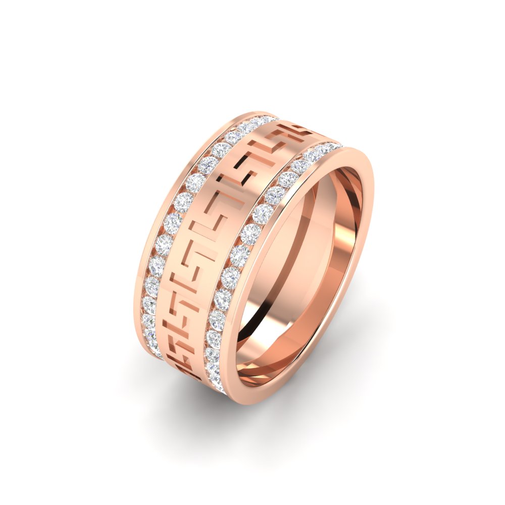 2.33Ct Round Cut Moissanite Men Unique Wedding Band Ring 14K Yellow Gold Plated