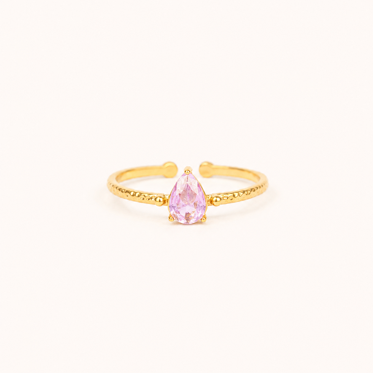 Pink Petal Solitaire Ring