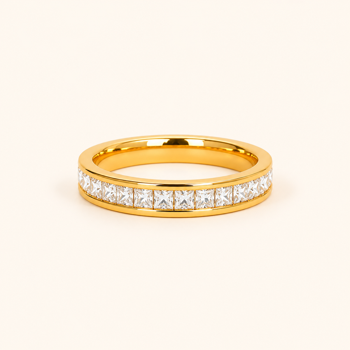 Elegant Crystal Inlay Gold Ring