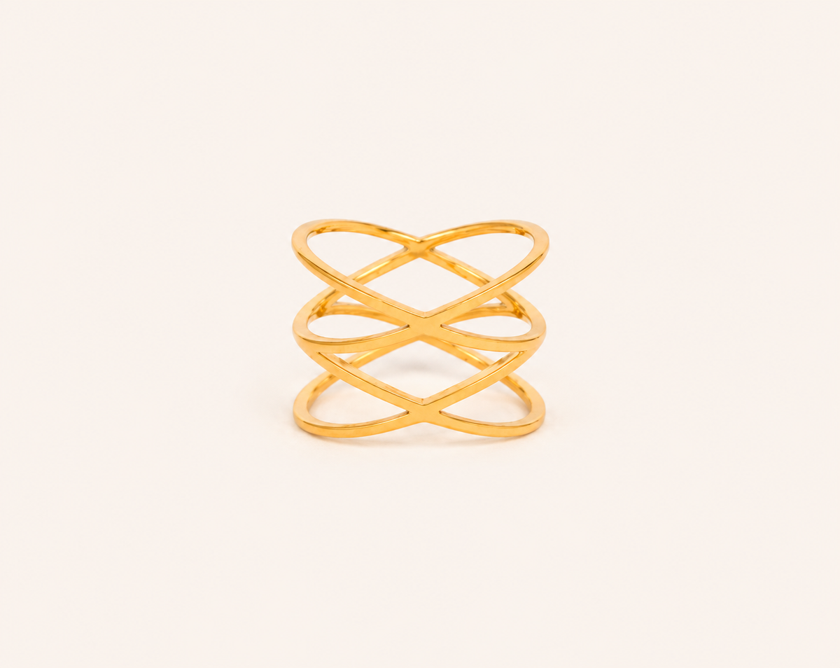 18K Gold Plated Triple-Layered Cage Ring for Women | Anti Tarnish