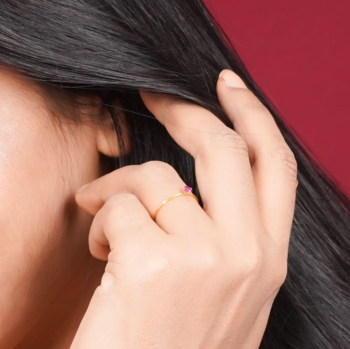 18K Gold Plated Teal Flower Halo Ring for Women | Anti Tarnish