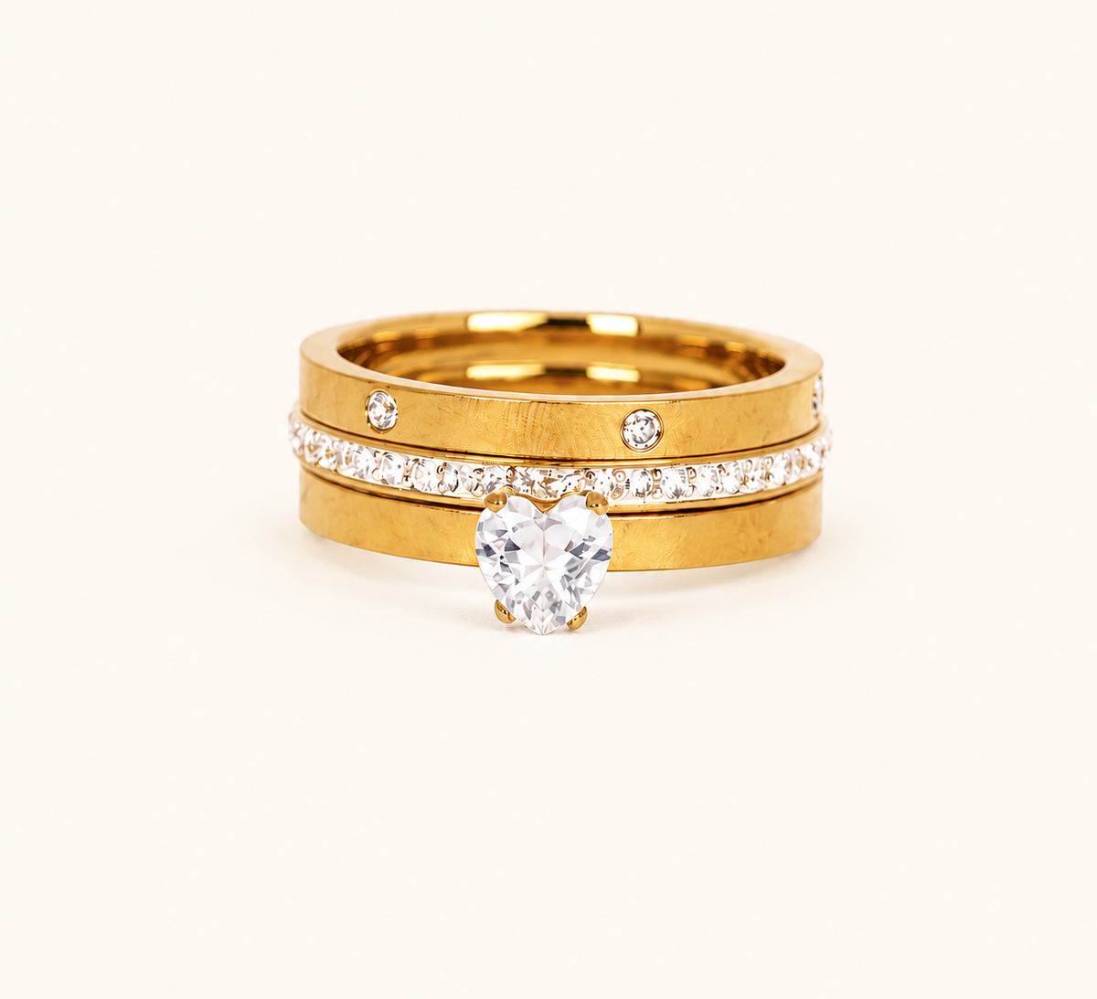 18K Gold Plated Royal Gold Heart Trio for Women | Anti Tarnish