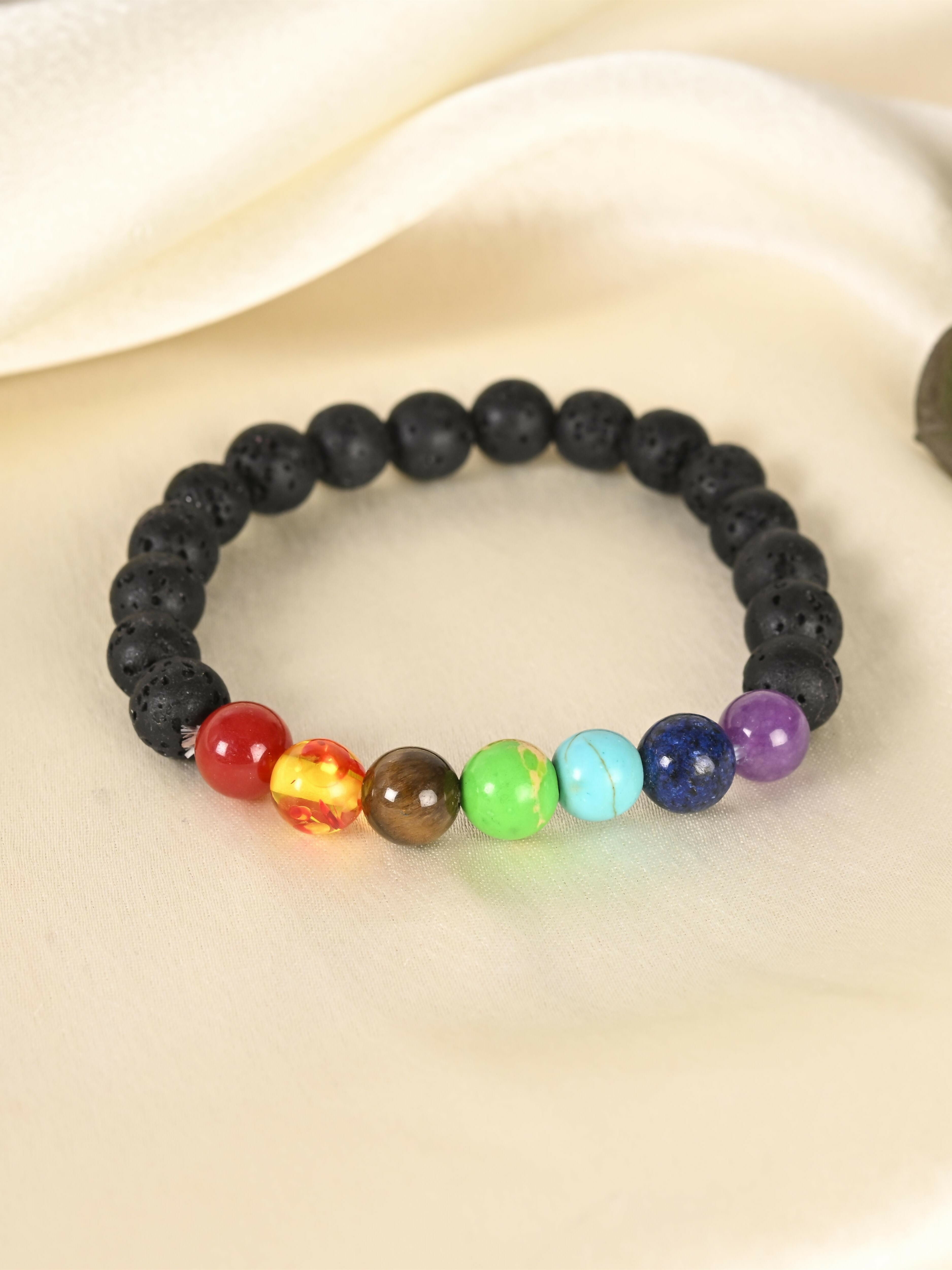 Natural 7 Chakra Lava Stone 8mm Bracelet