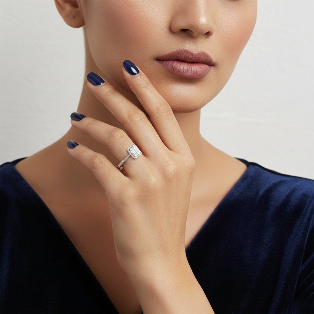 Radiant Emerald Halo Ring