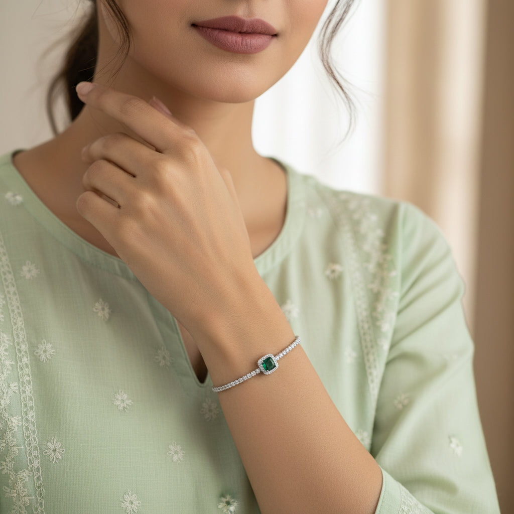 Regalia Gem Tennis Bracelet (Green)