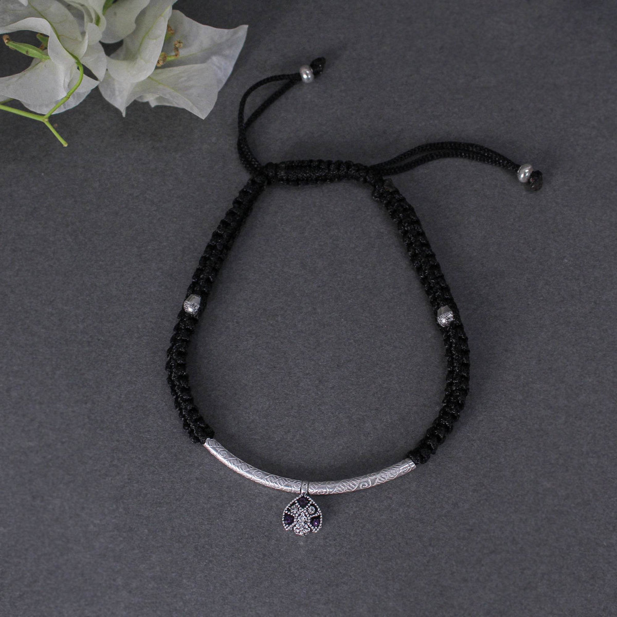 Adjustable 925 Silver Anklet with Sapphire Accents - BeAbhika.com
