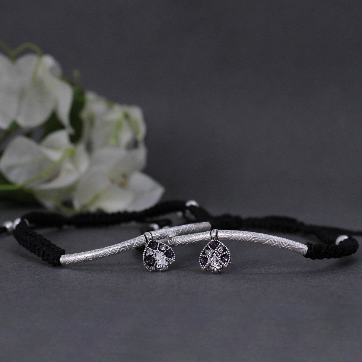 Adjustable 925 Silver Anklet with Sapphire Accents - BeAbhika.com