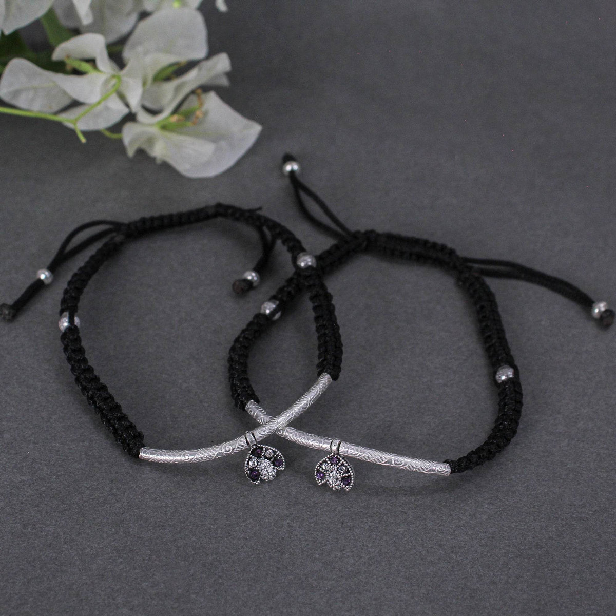 Adjustable 925 Silver Anklet with Sapphire Accents - BeAbhika.com