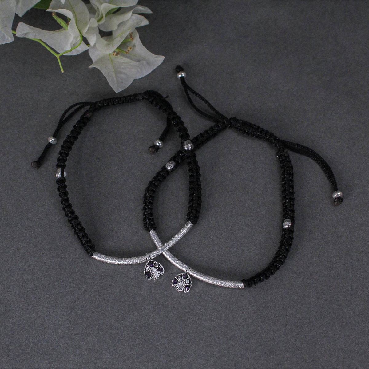 Adjustable 925 Silver Anklet with Sapphire Accents - BeAbhika.com