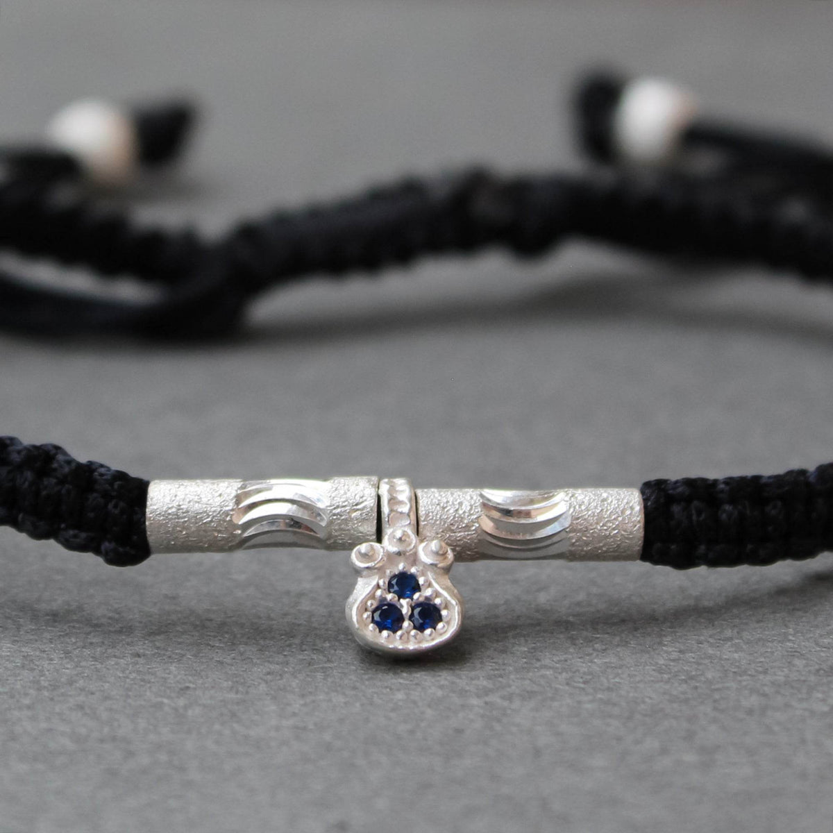 Bohemian 925 Silver Adjustable Anklet with Blue Gemstone Pendant - BeAbhika.com