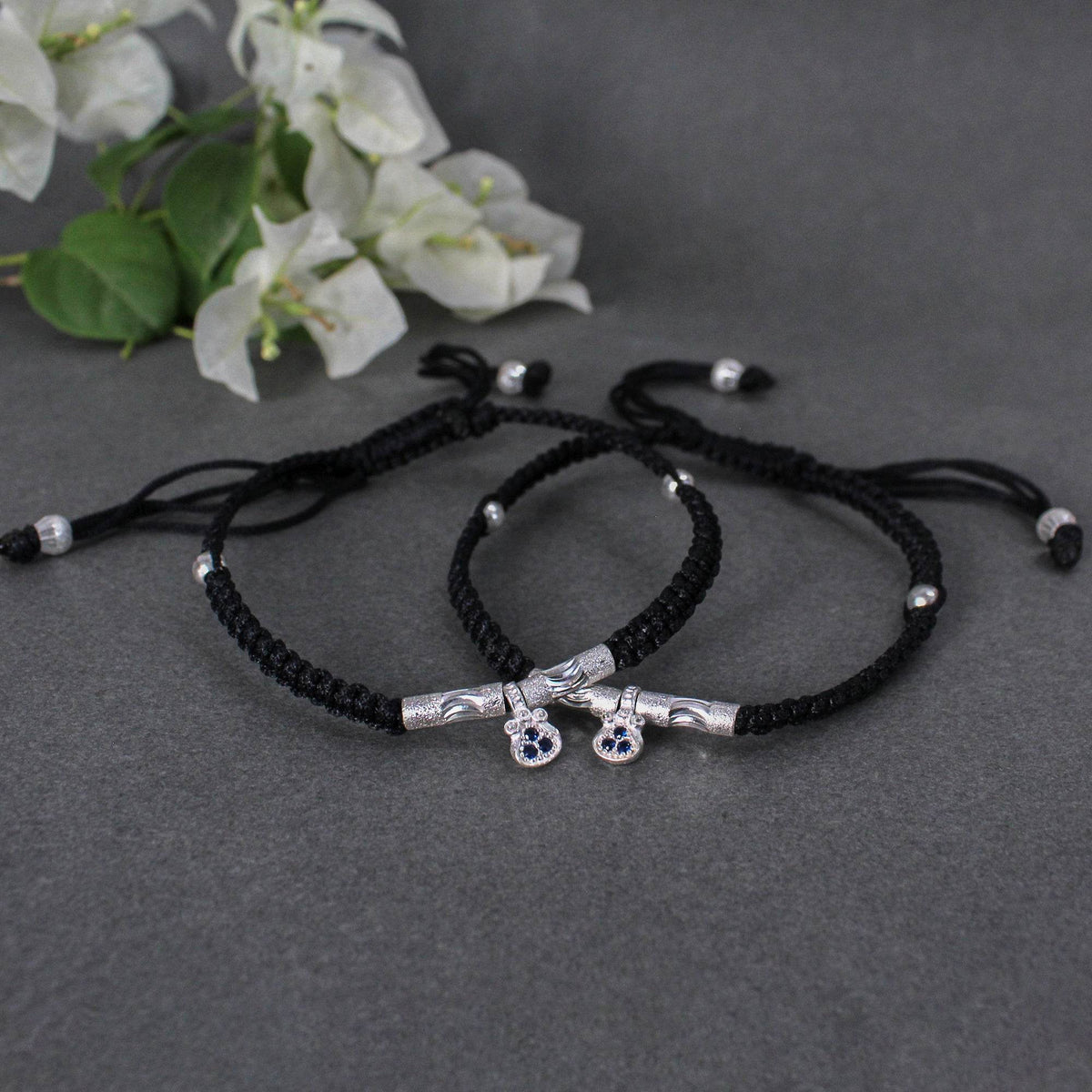 Bohemian 925 Silver Adjustable Anklet with Blue Gemstone Pendant - BeAbhika.com