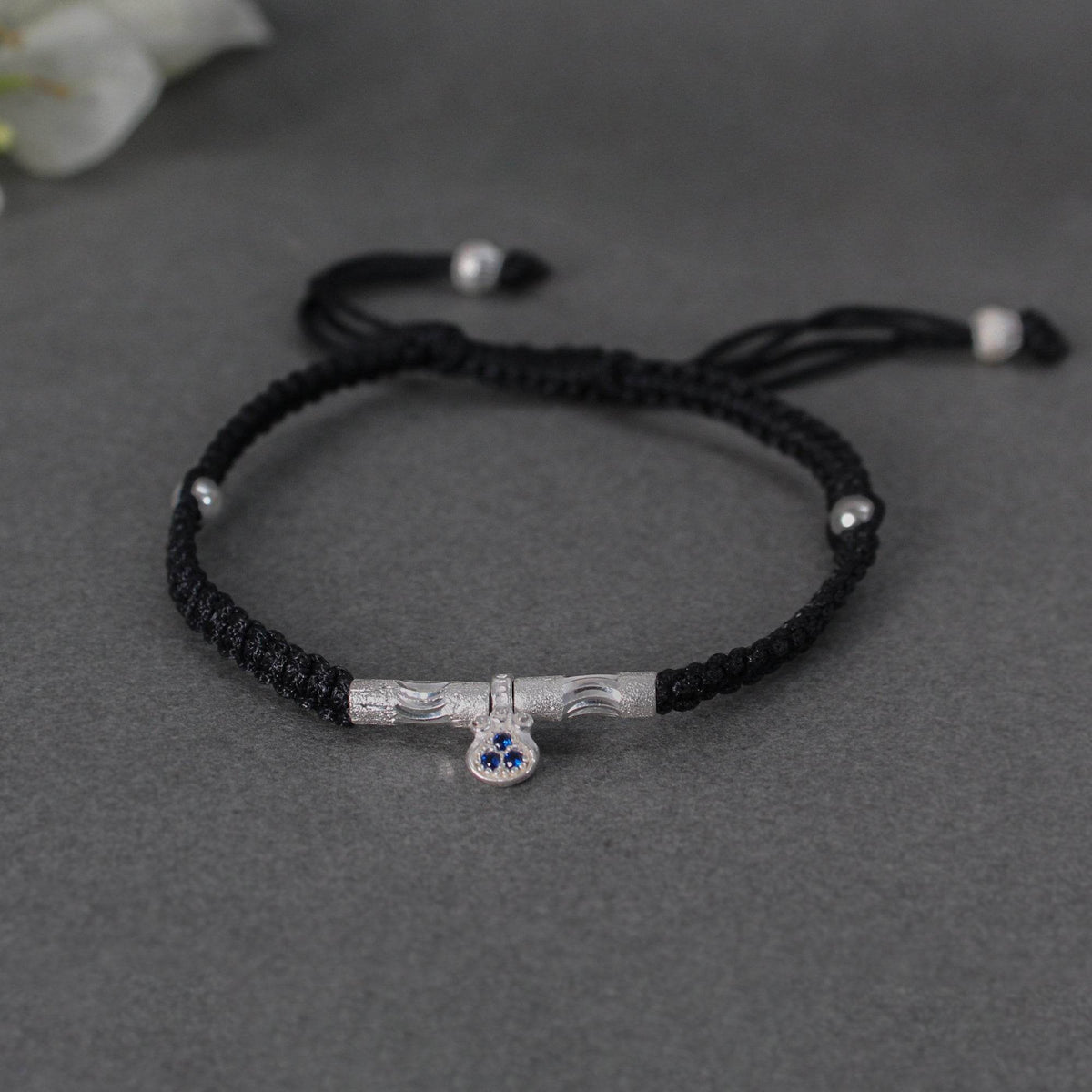 Bohemian 925 Silver Adjustable Anklet with Blue Gemstone Pendant - BeAbhika.com