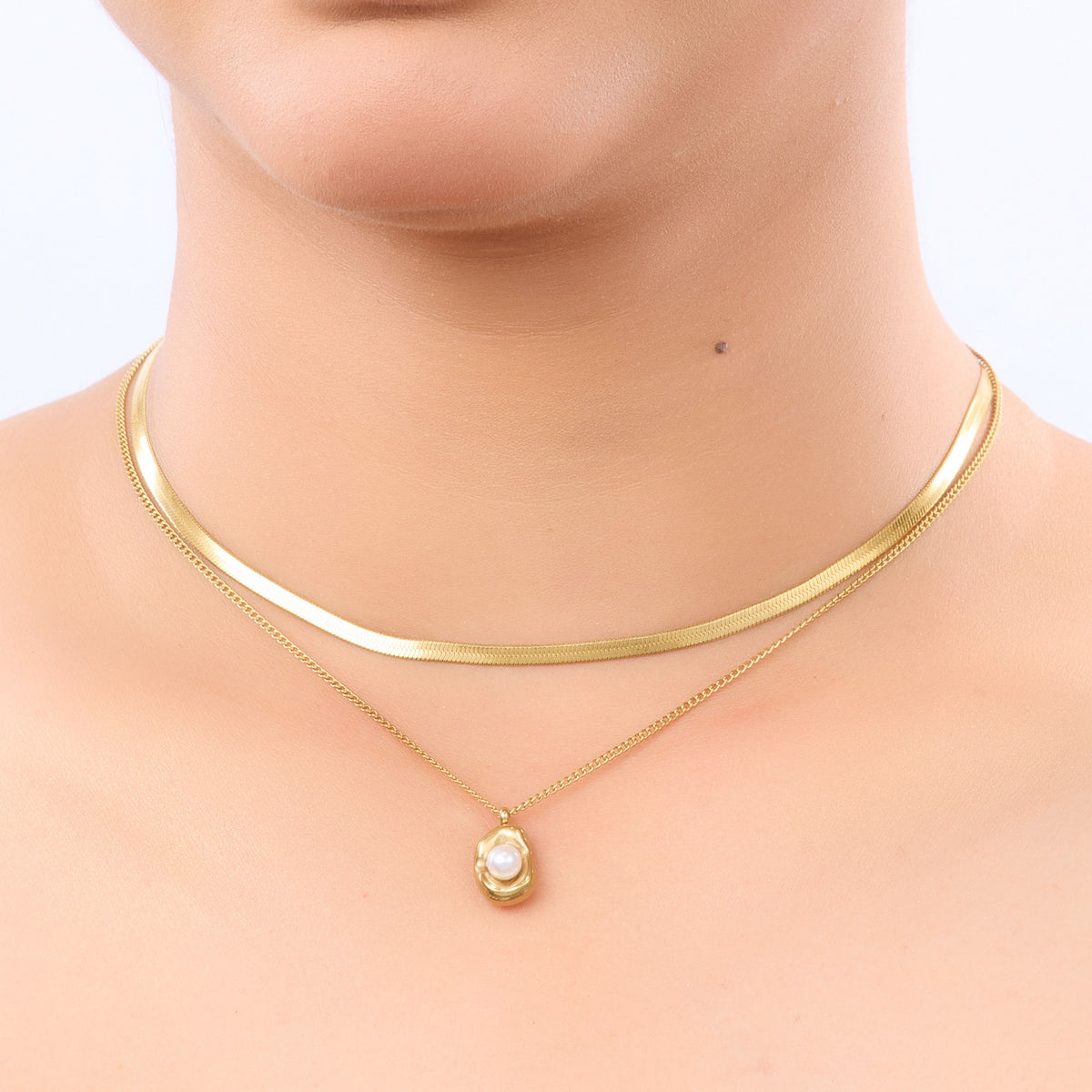 Herringbone Fusion Pearl Pendant