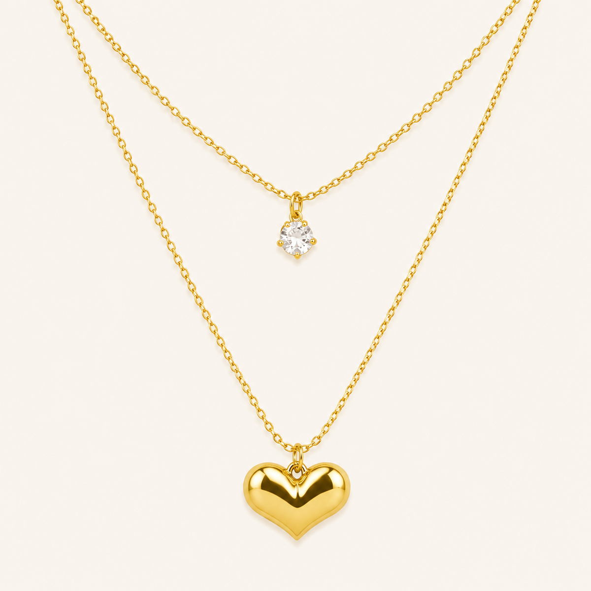Golden Heart Duo Necklace Set
