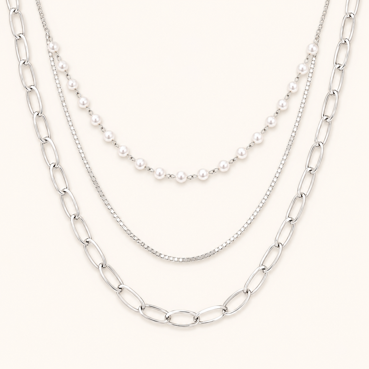 Luxe Trinity Layered Necklace Set