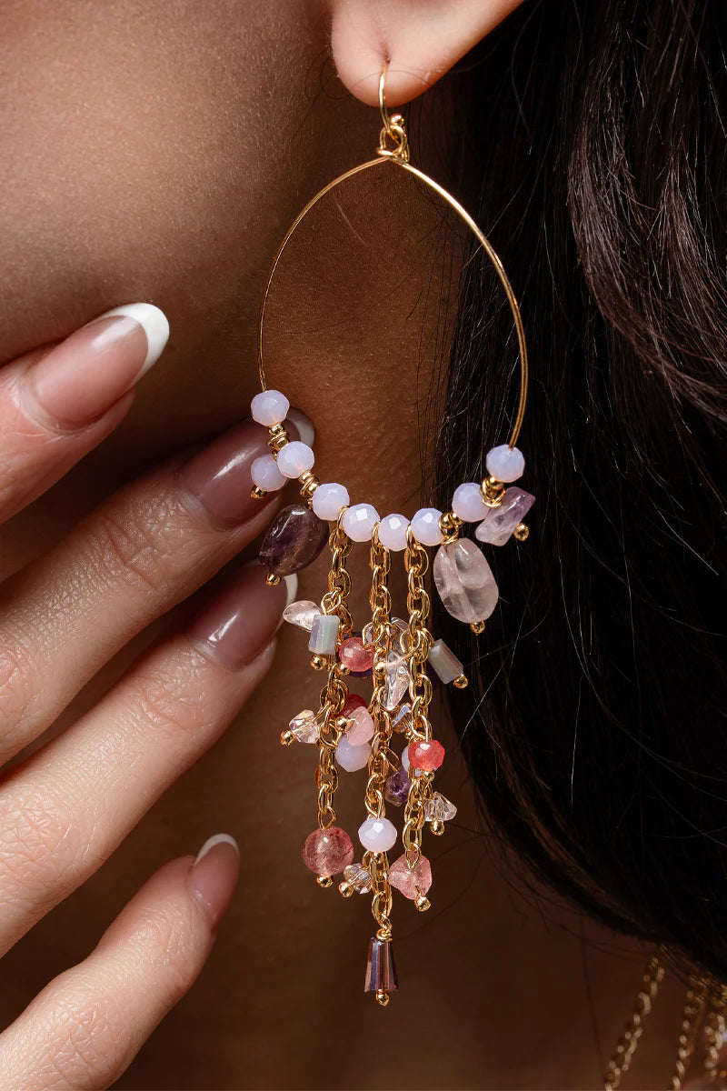 Amethyst Halo Hoops