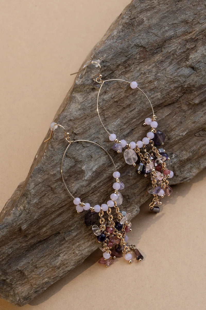 Amethyst Halo Hoops