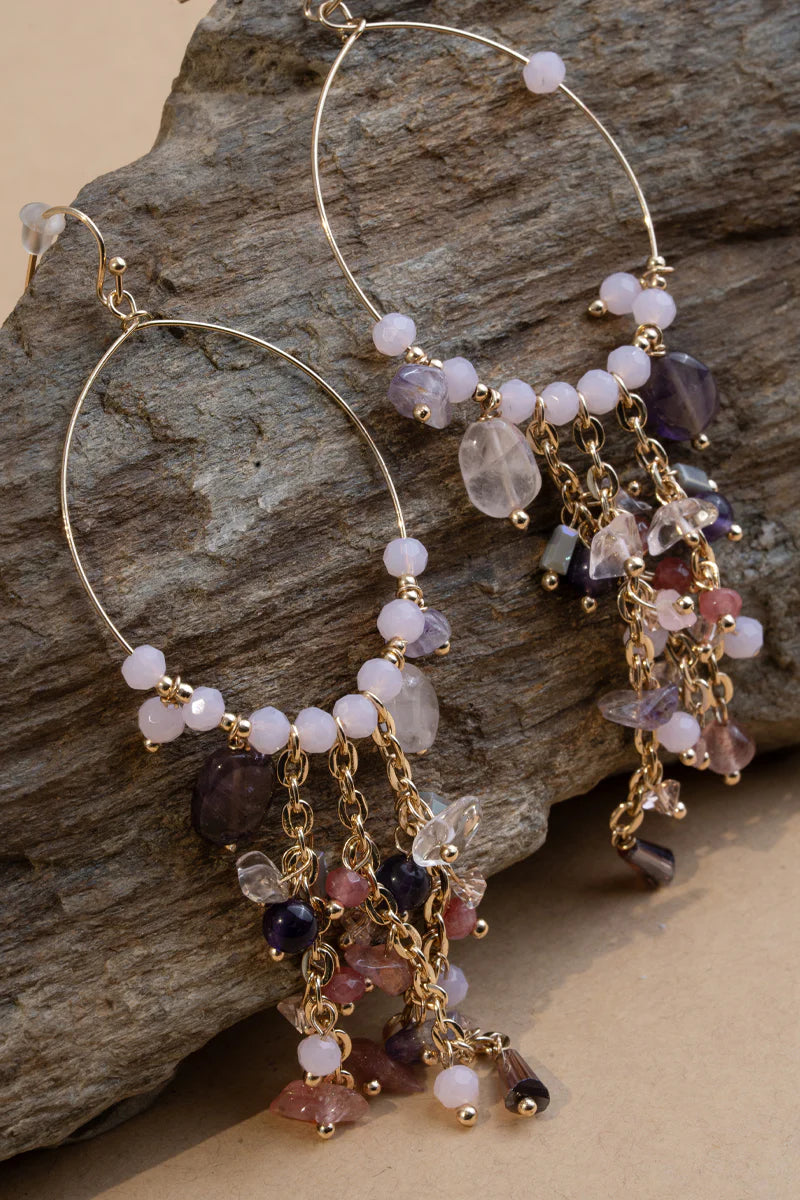 Amethyst Halo Hoops