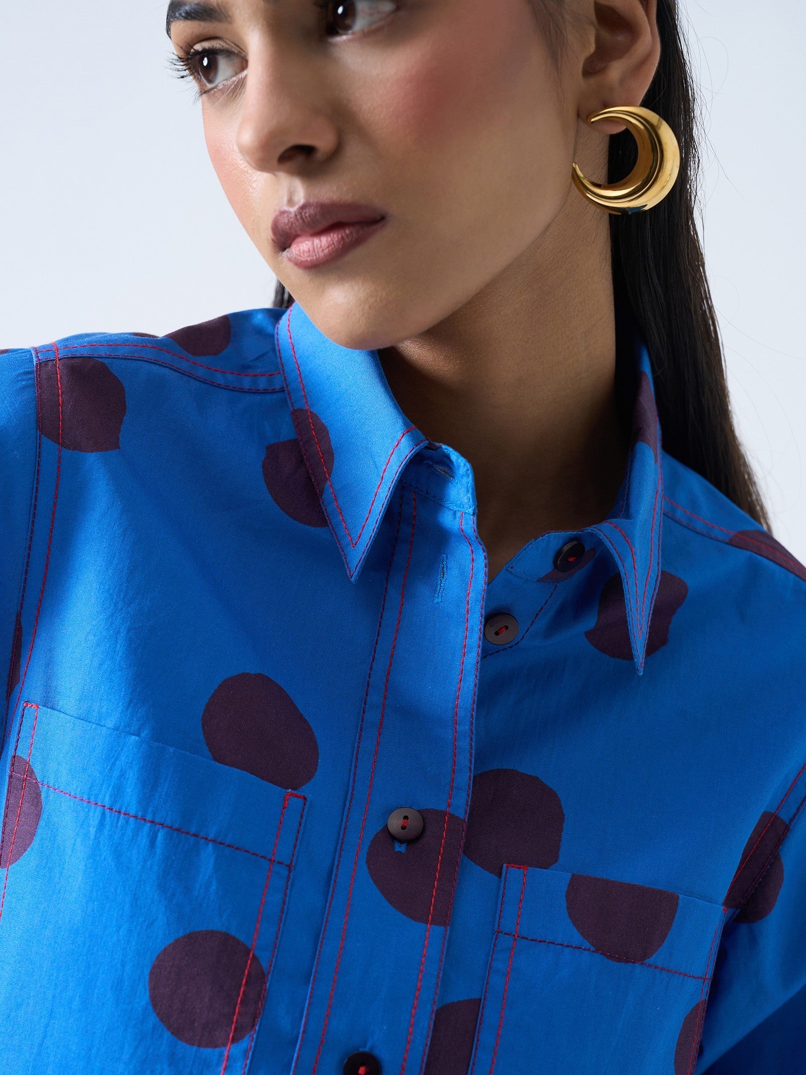 Pair of Moon studs �? 18k gold-plated bold celestial moon hoops for evening and gifting.