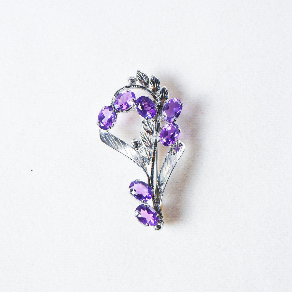 Silver Amethyst Brooch