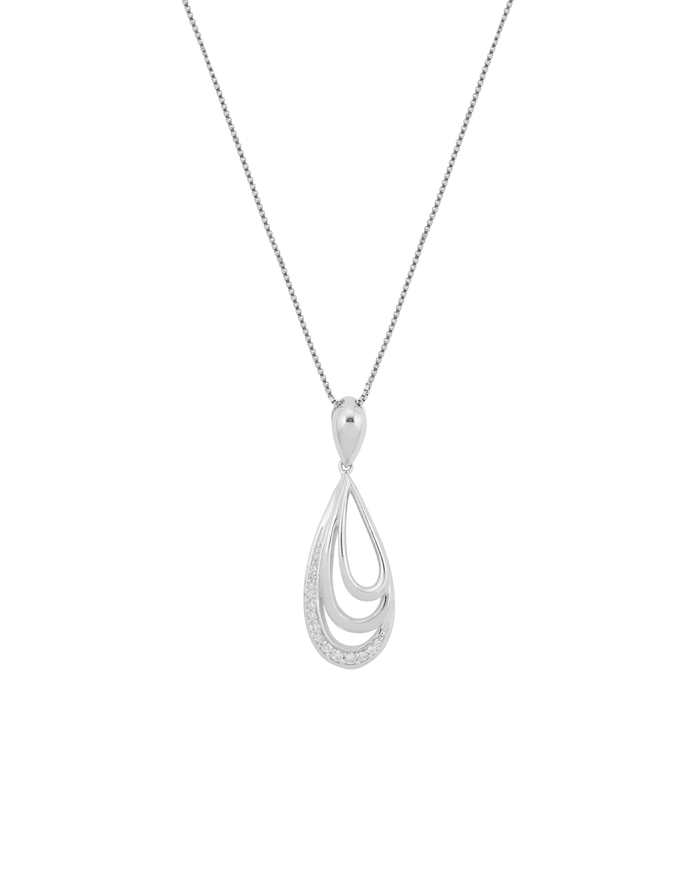 Silver Cubic Zirconia Open Teardrop Pendant