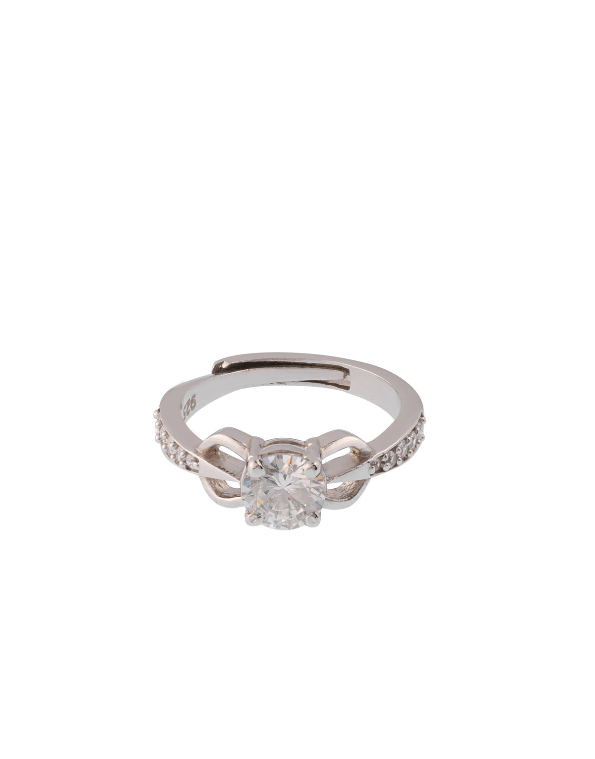 Single Round White CZ Stone with Side Stones