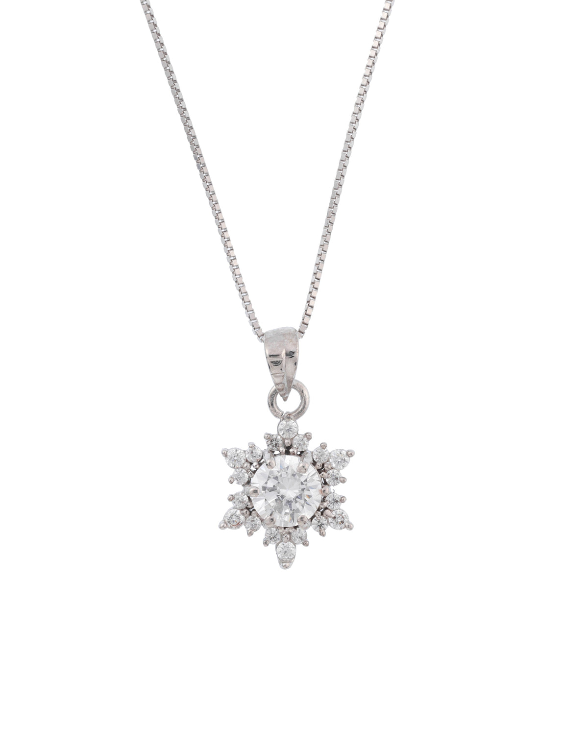 snowflake design sterling silver cz pendant charm