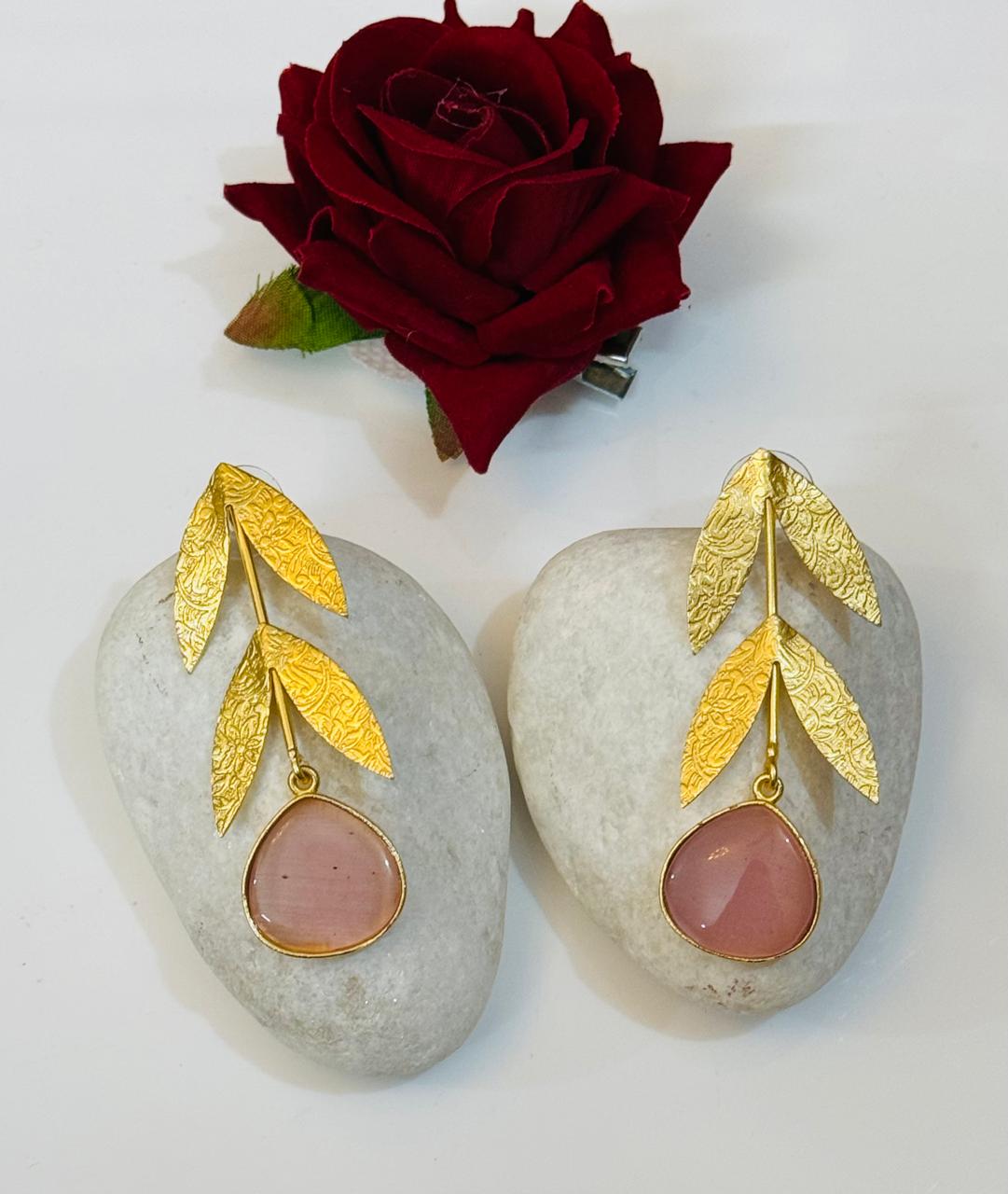 Stone Leaf Dangler Earrings