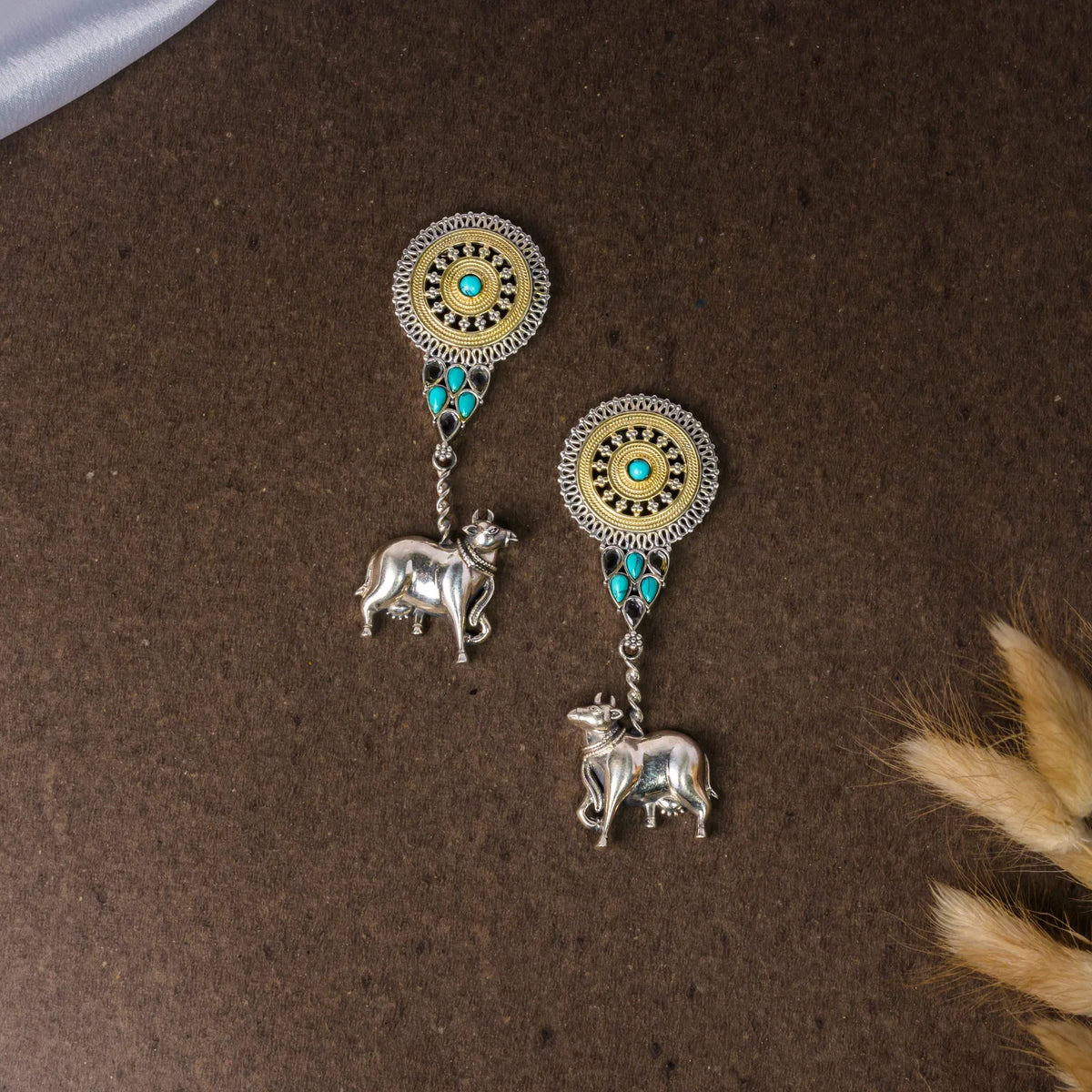 Surabhi Dual Tone 925 Premium Silver Dangle Earrings