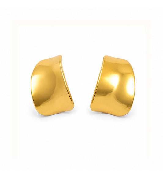 Gold Sculpted Curve Stud Earrings