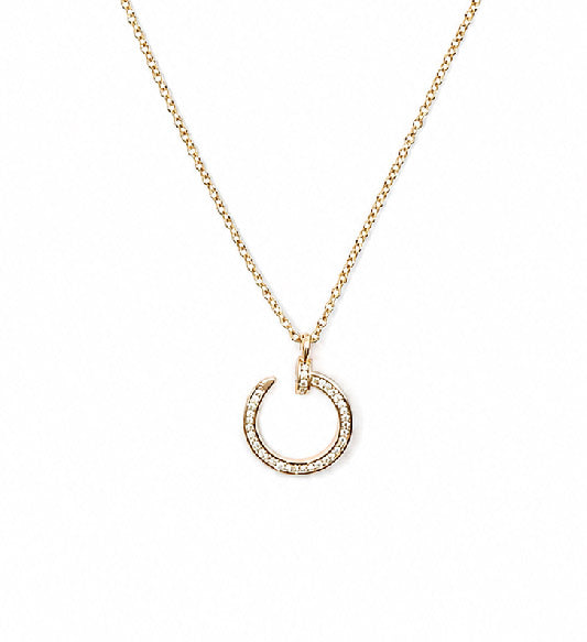 Gold Crystal Open Circle Pendant Necklace