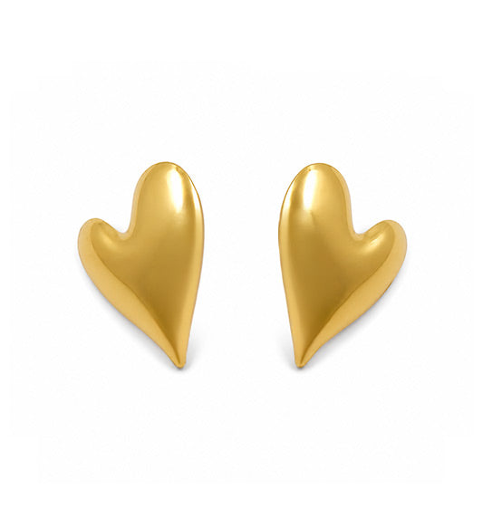 Gold Heart Stud Earrings
