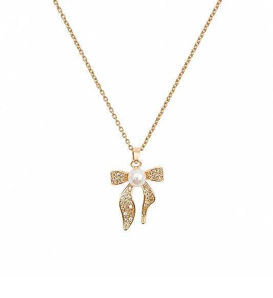 Gold Plated Bow Pendant Necklace