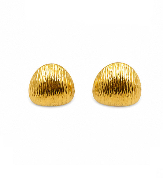 Gold Textured Dome Stud Earrings