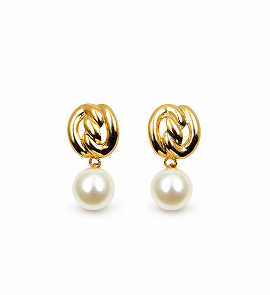 Gold Pearl Drop Earrings