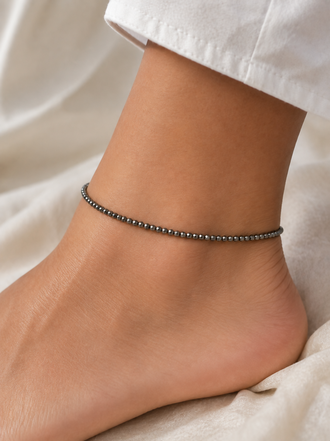 Natural Pyrite Faceted Bead Anklet