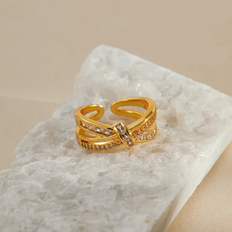 Universal Bow Cross Design Adjustable Ring 62carat