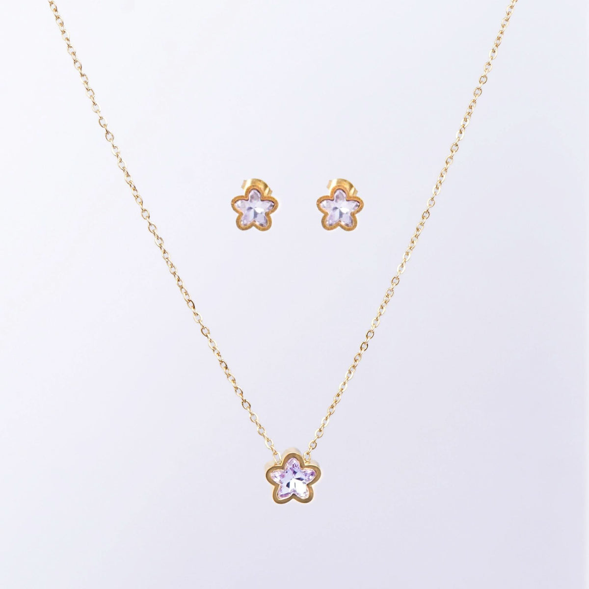 18K Gold Plated Royal Lavender Solitaire Set For Women|Anti Tarnish