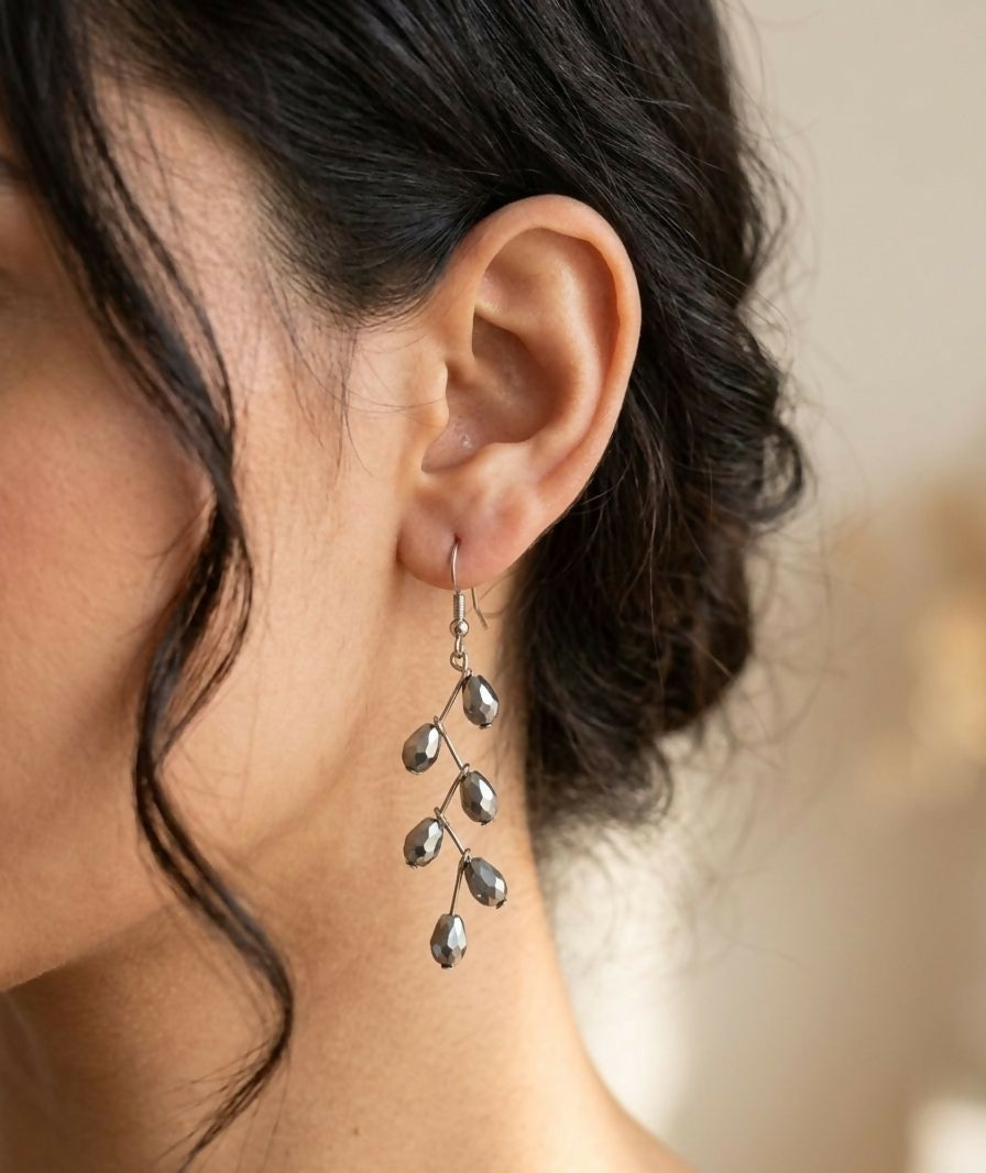 Silver raindrop earrings