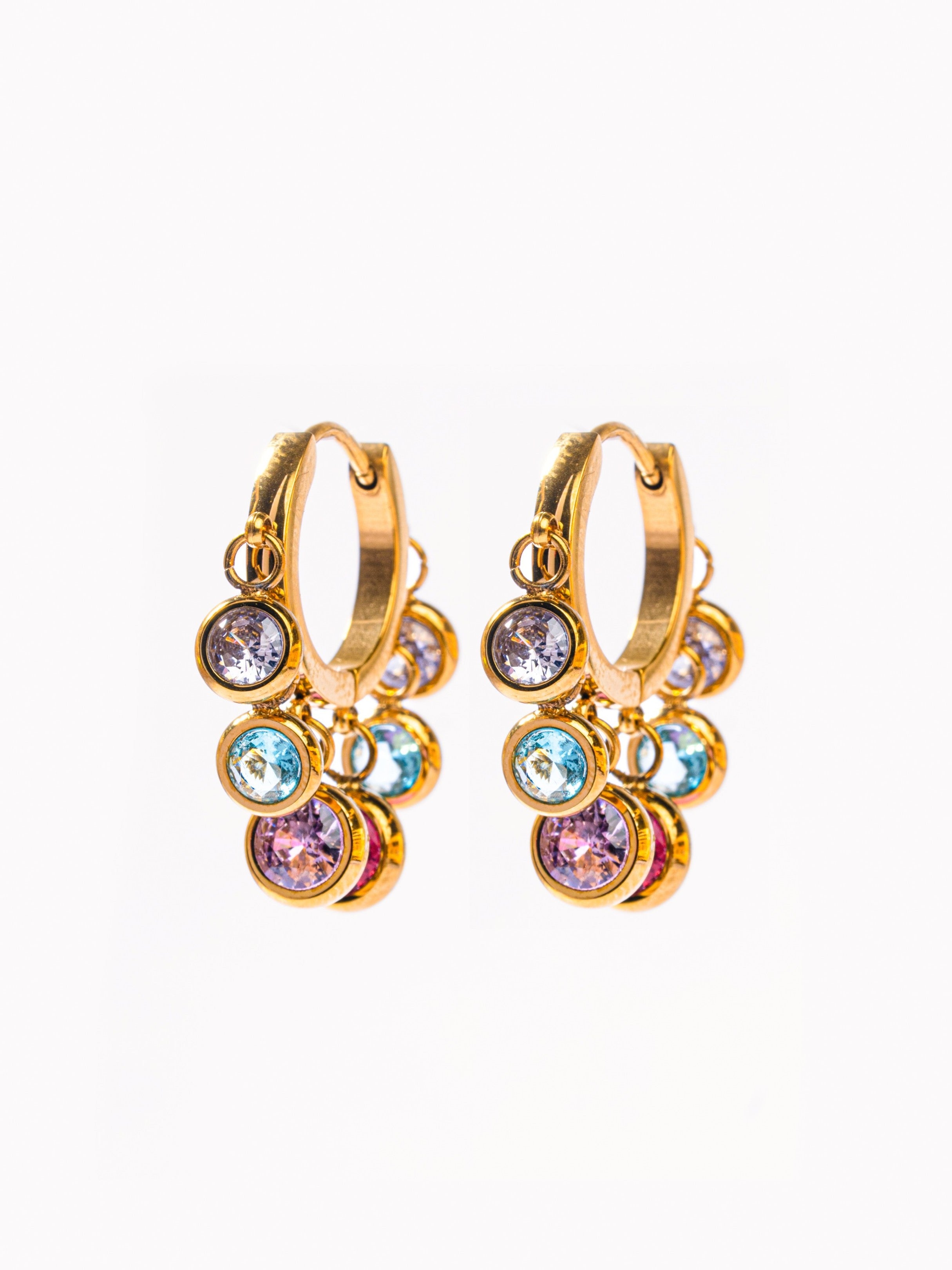 18k gold-plated colourful daily dazzle hoop earrings �? lightweight go-to colourful hoops, anti-tarnish and waterproof for everyday and office wear.