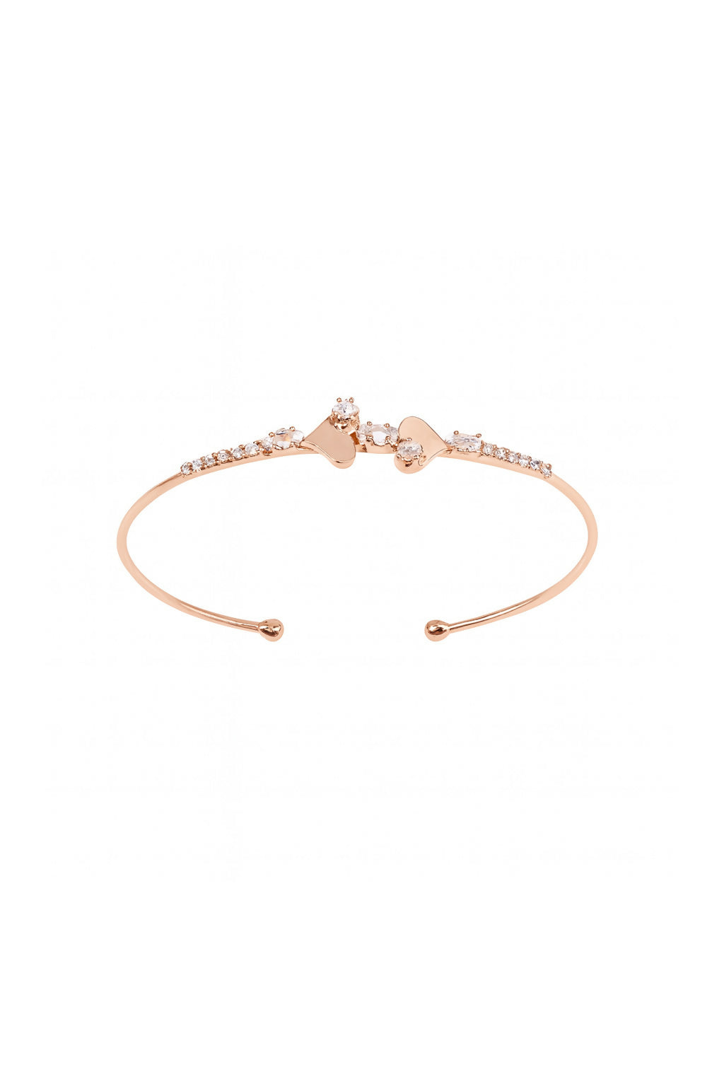 Anuradha Art Jewellery rose gold finish heart design with cubic zirconia stud cuff bracelet, Kada bracelet for women and girls.