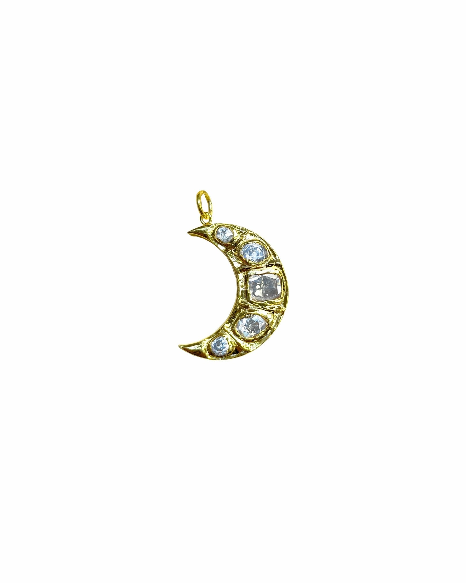 Moissanite Polki Moon Pendant
